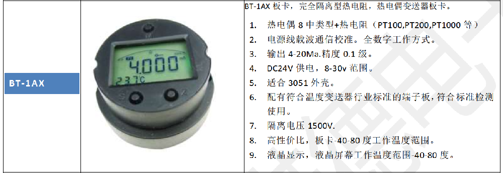 利諾德電子推出全隔離的熱電阻，熱電偶溫度變送器板卡。